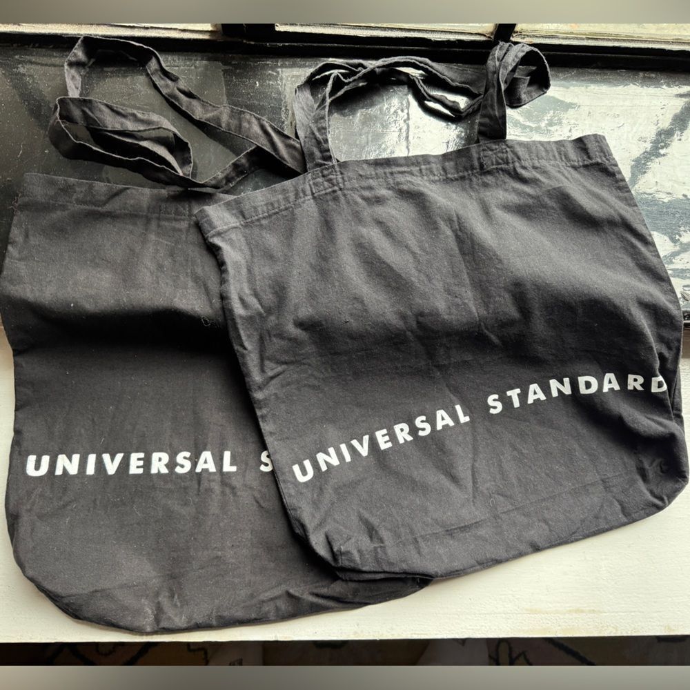 TWO UNIVERSAL STANDARD Cloth Tote Bags Black